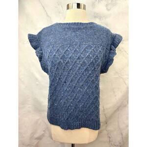 LA VIE Rebecca Taylor Knit Sweater SZ M Marled Chunky Wool Alpaca Cottagecore